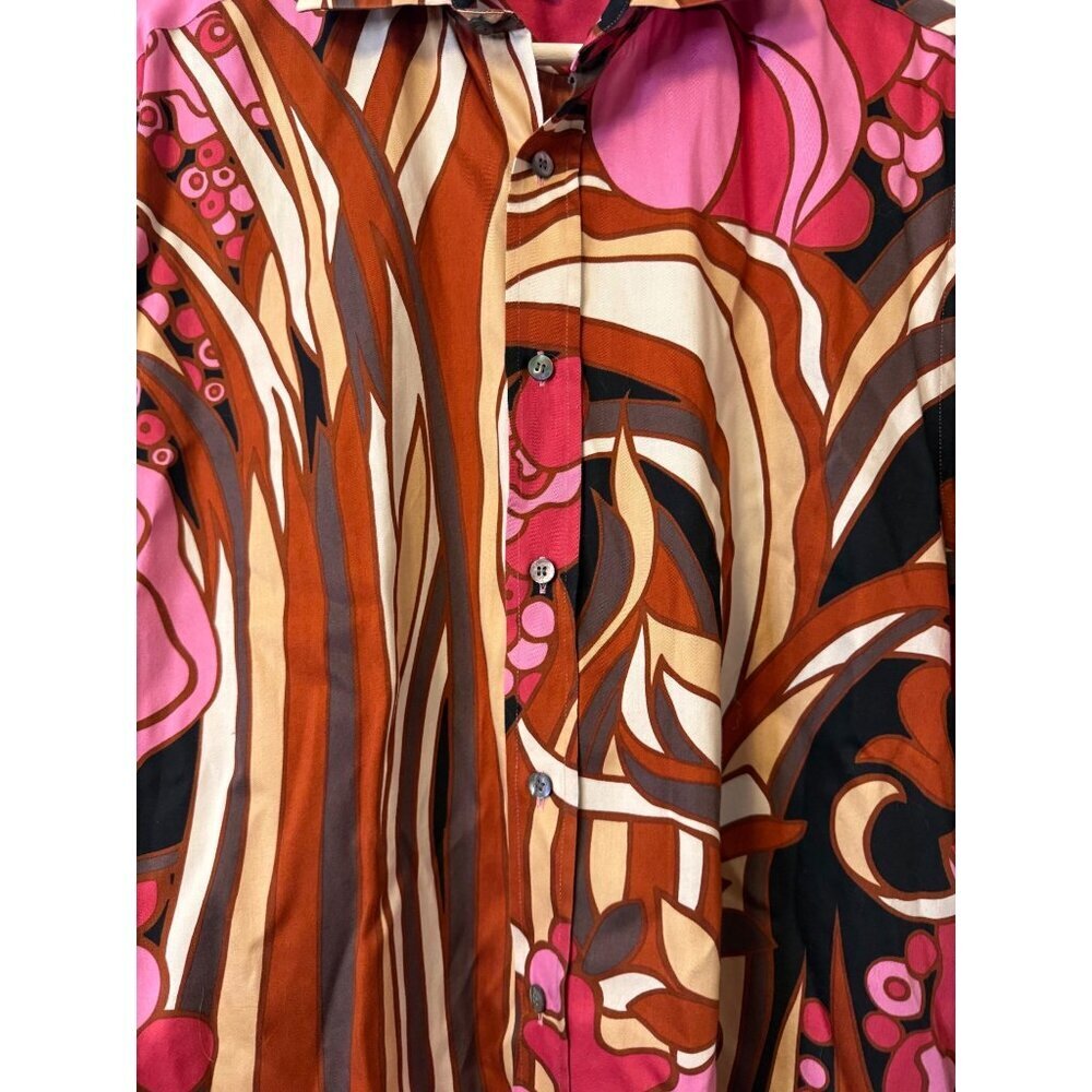 Ted Baker London Mens 16.5 42 Long Sleeve Cotton Shirt Multicolor Abstract Print - Picture 6 of 8